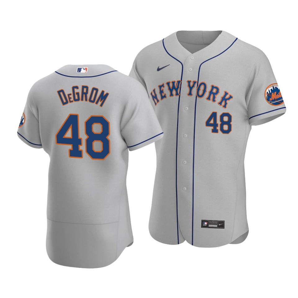 Men's New York Mets #48 Jacob deGrom Grey Flex Base Stitched Jersey